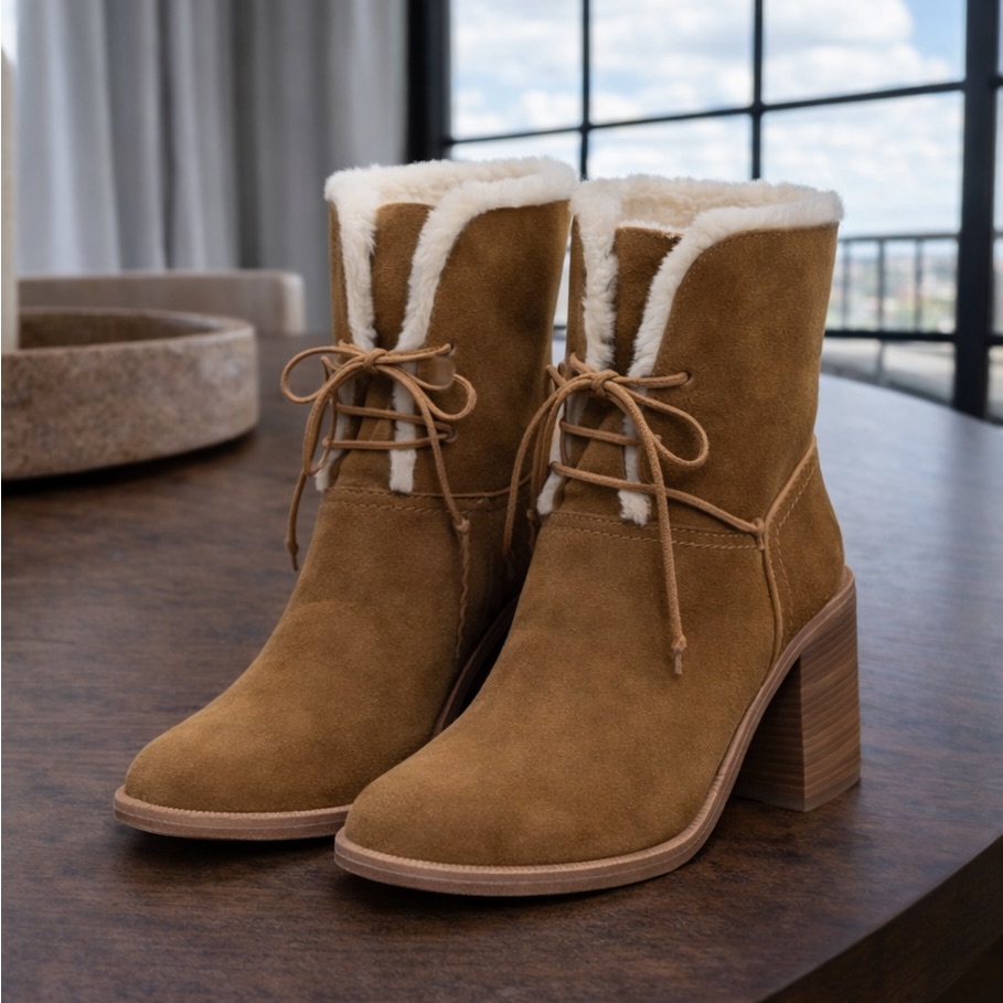 Ugg Jerene Chestnut Heeled Booties (Size 8.5)